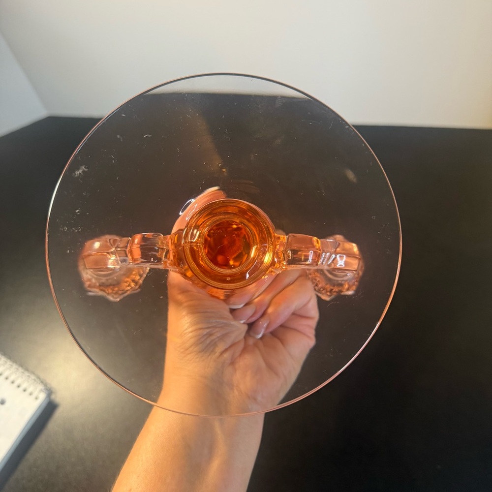 Vintage glass ‎ double candle holder pink - Picture 4 of 6